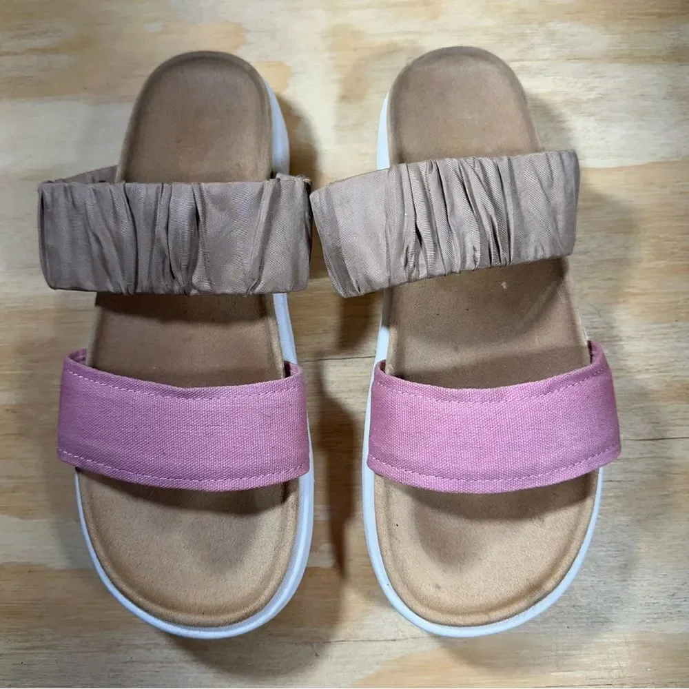 Koolaburra by UGG Pink and Tan Slide Sandals Women’s Size 7.5